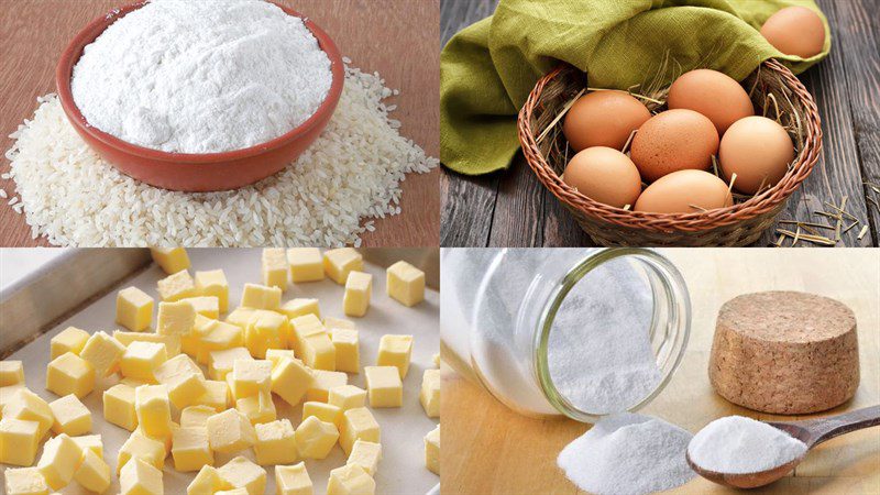 Ingredients for Castella cake made from rice flour