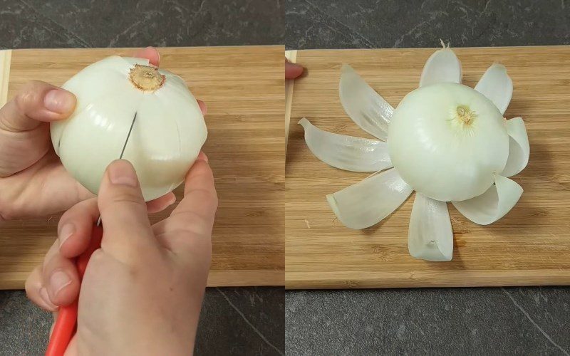 Divide the onion into 8 equal parts