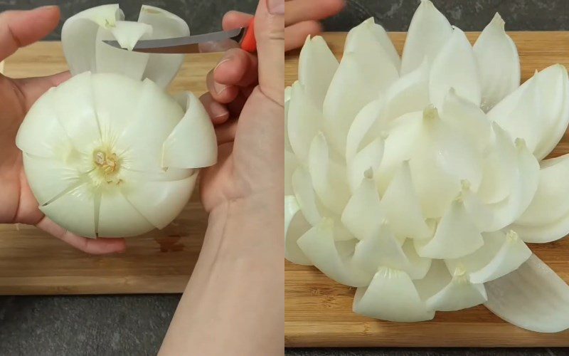 Peel each thin layer of the onion into individual layers