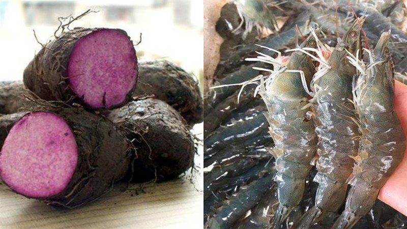 Ingredients for fresh shrimp taro soup