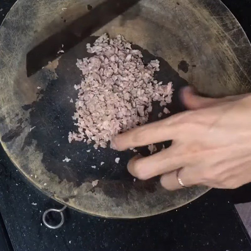 Step 2 Chop the beef finely and blend the beetroot Beetroot and Beef Porridge