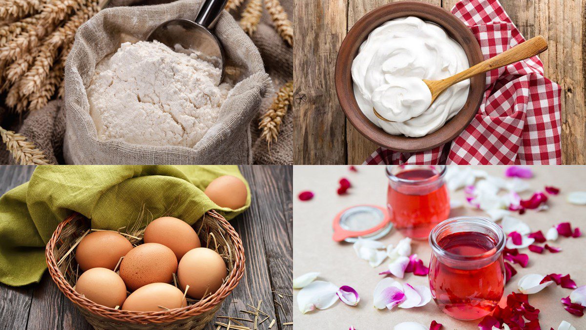 Ingredients for rose chiffon cake