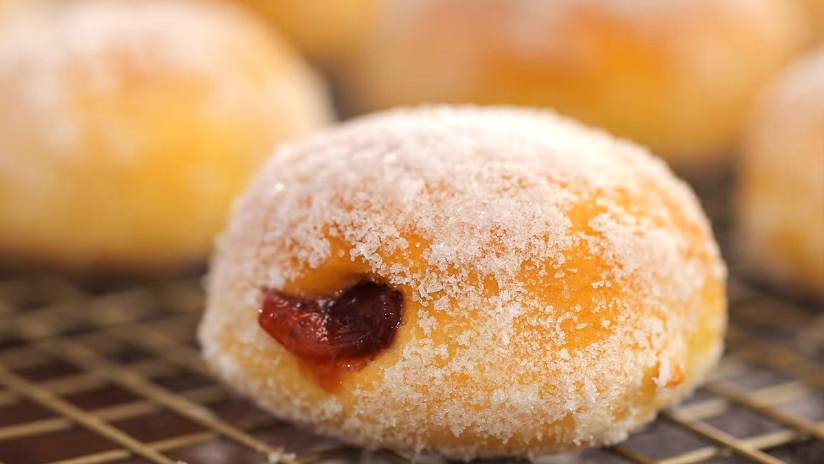 Baked donuts with jam filling