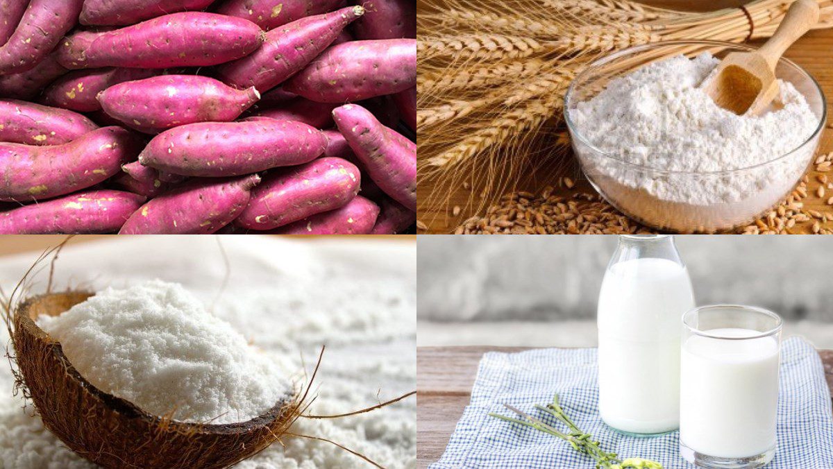 Ingredients for baked sweet potato cake using an air fryer