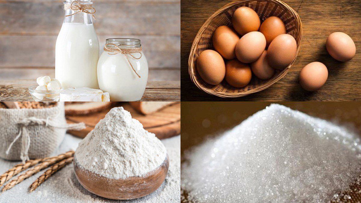 Ingredients for fried fresh milk dish