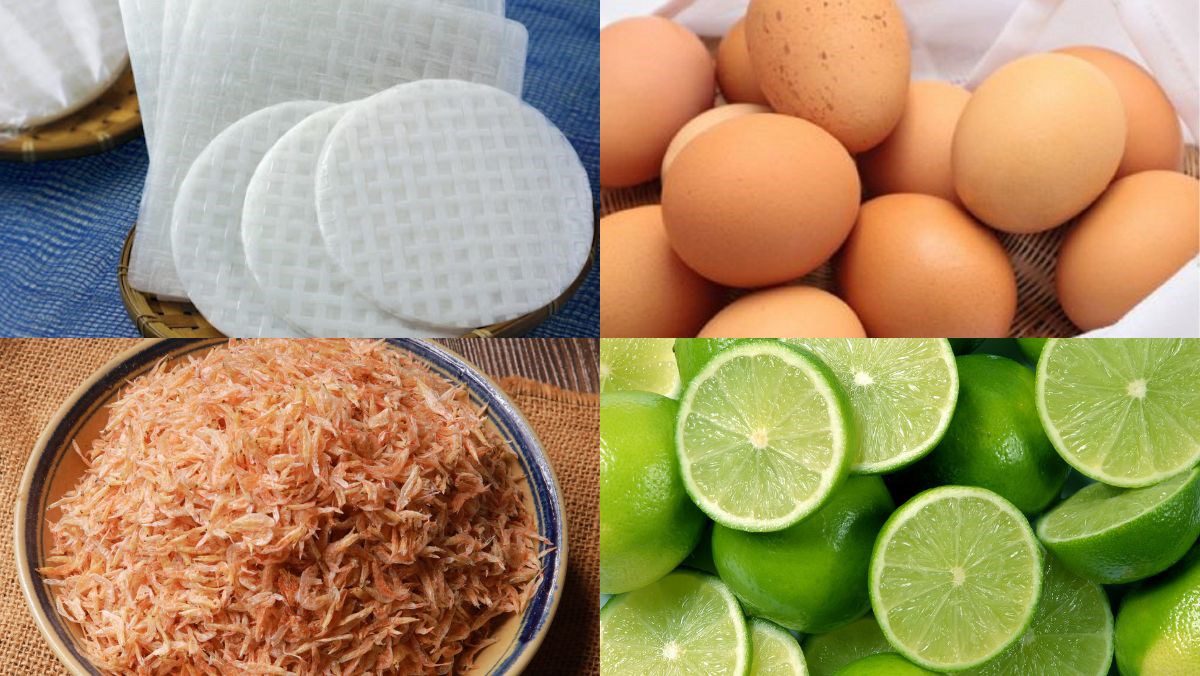 Ingredients for dew-dried rice paper dish