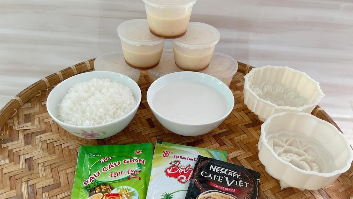 Ingredients for jelly mooncake with flan filling