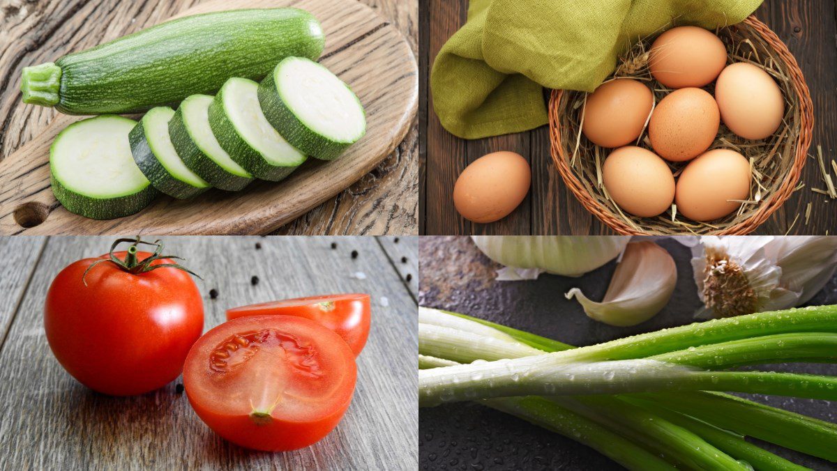 Ingredients for the recipe of stir-fried zucchini with eggs