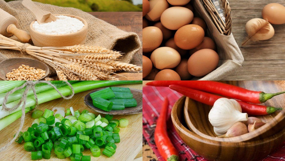 Ingredients for dish 3 ways to make fried flour