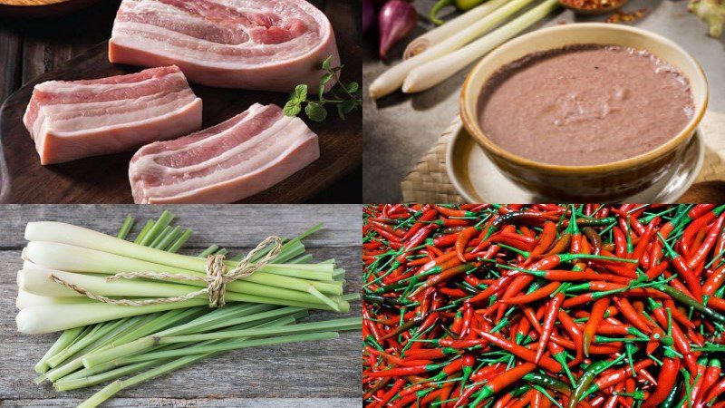 Ingredients for salted pork with shrimp paste