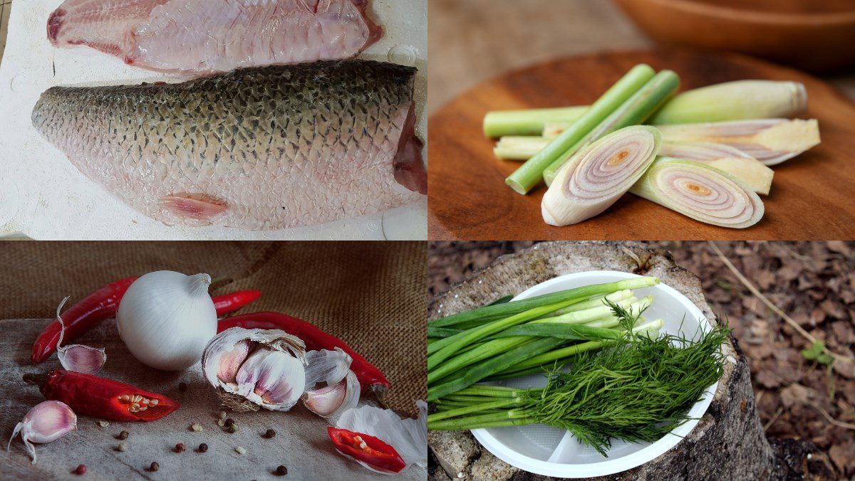 Ingredients for the crispy carp dish with lemongrass and chili