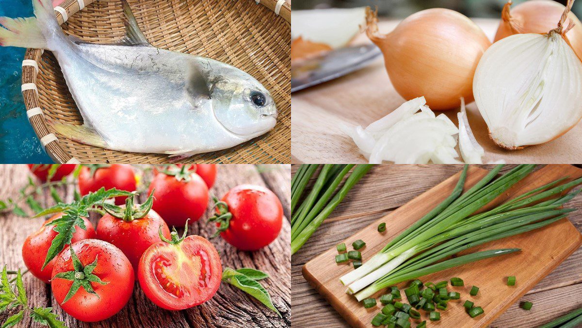 Ingredients for steamed pomfret with soy sauce