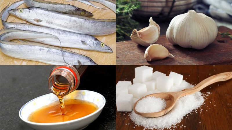 Ingredients for fried fish with garlic chili fish sauce