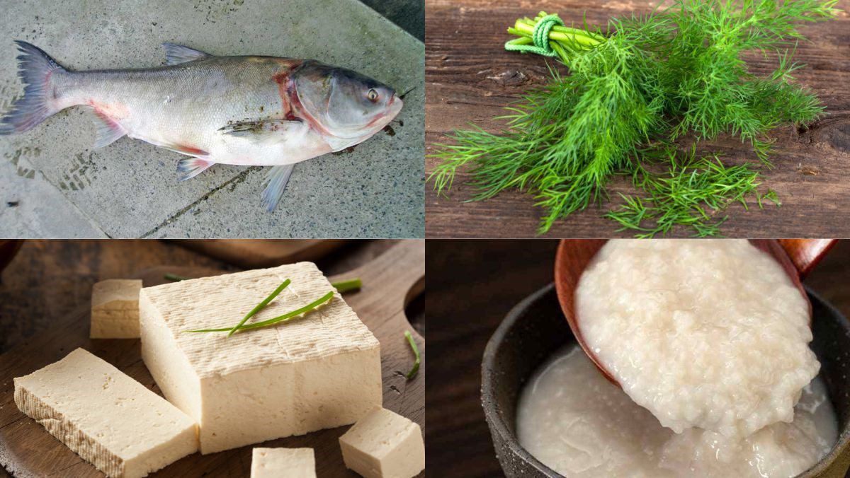 Ingredients for carp cooked with fermented rice