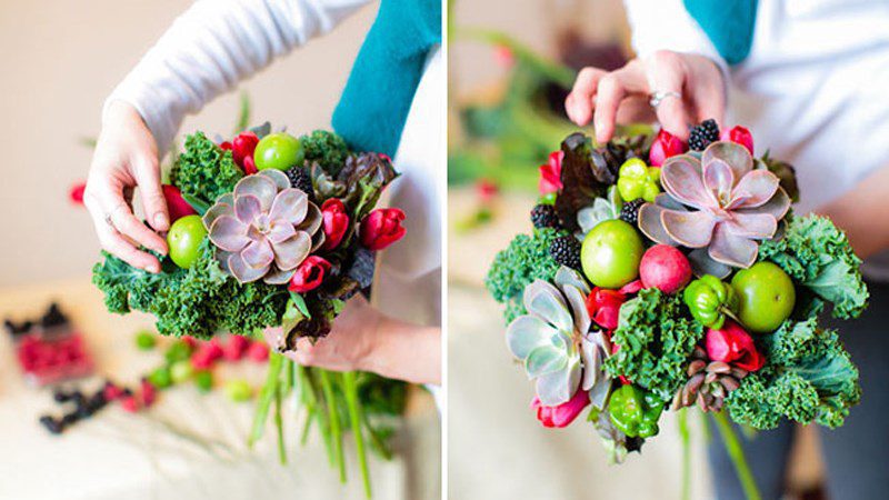 Step 4 how to make a flower bouquet with vegetables