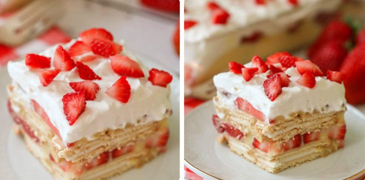 Step 4 Final Product Strawberry Cream Cake without Oven