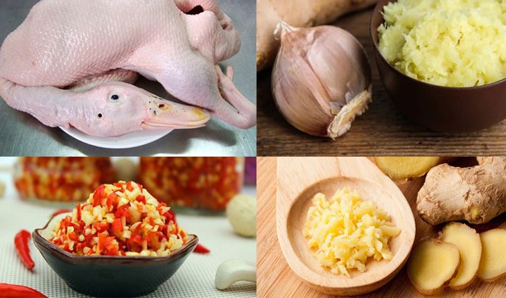 Ingredients for garlic roasted goose dish