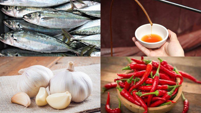 Ingredients for fried mackerel with garlic and fish sauce