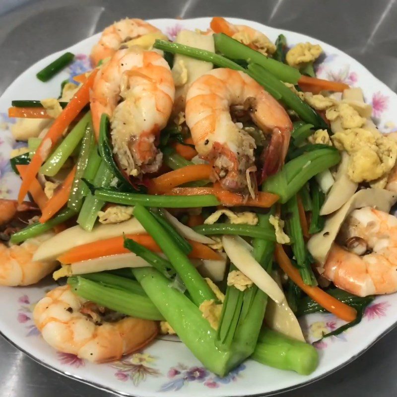 Step 6 Final Product Stir-fried Mustard Greens with Shrimp