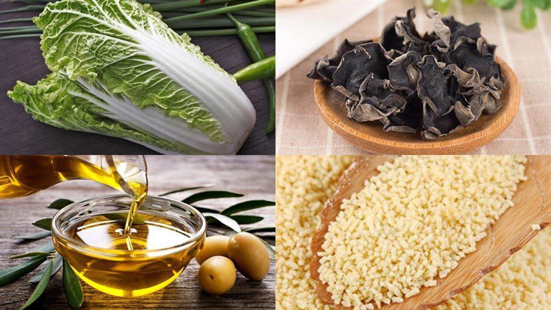 Ingredients for stir-fried napa cabbage with chicken leg mushroom, stir-fried napa cabbage with wood ear mushroom