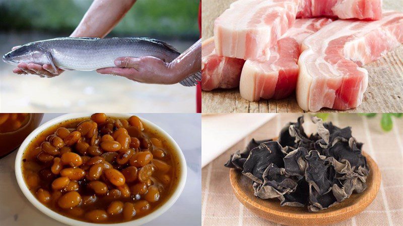 Ingredients for steamed snakehead fish with fermented soybean sauce