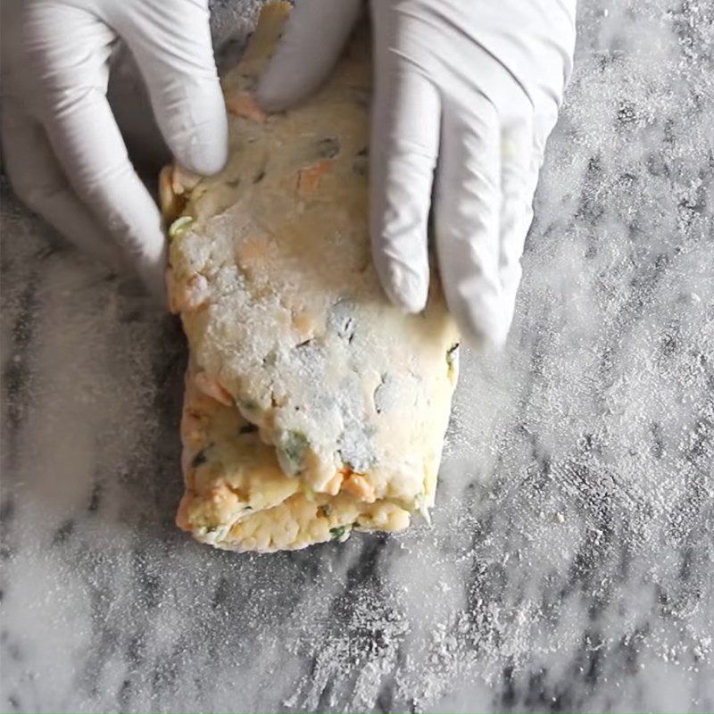 Step 3 Roll and cut the dough for savory cheese and onion scones