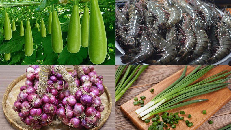 Ingredients for fresh shrimp and gourd soup