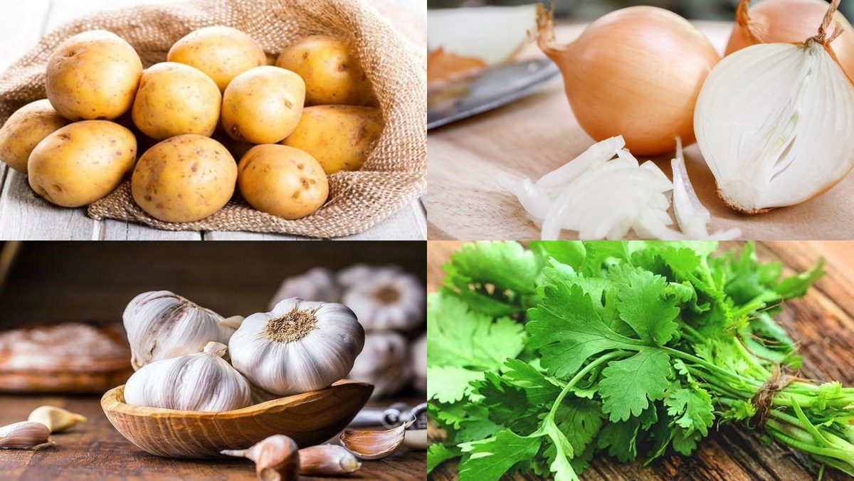 Ingredients for vegetarian potato soup