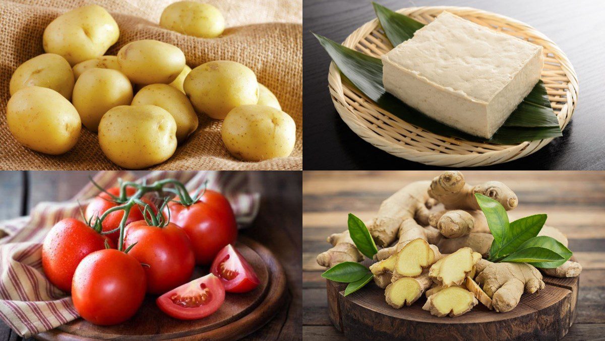 Ingredients for vegetarian potato soup