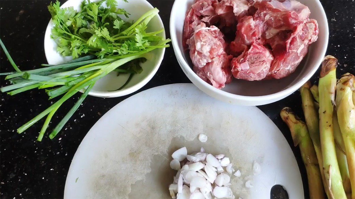 Ingredients for the dish 2 ways to cook sweet potato shoots soup with ribs