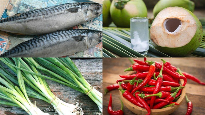 Ingredients for Japanese mackerel - mackerel stewed in coconut water