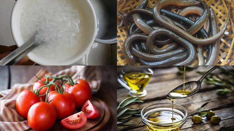 Ingredients for eel tomato porridge