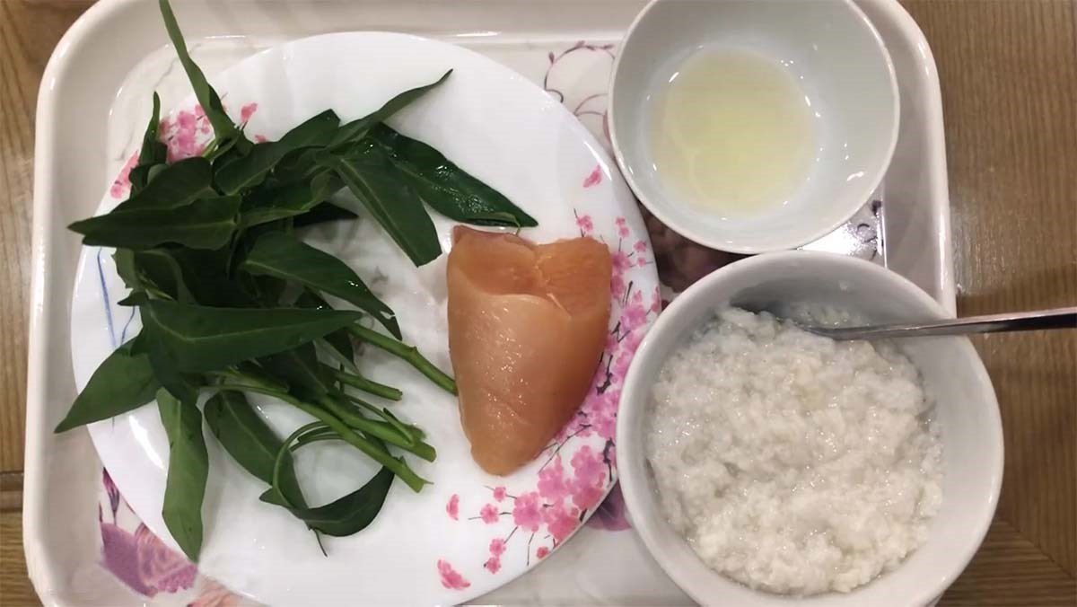 Ingredients for water spinach porridge