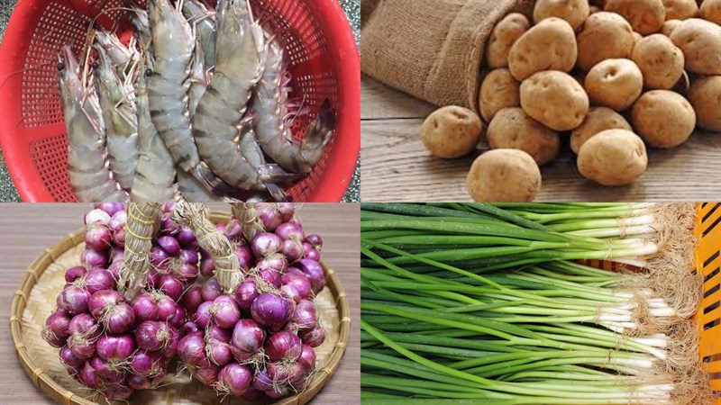 Ingredients for the dish 2 ways to cook shrimp porridge with potatoes for babies