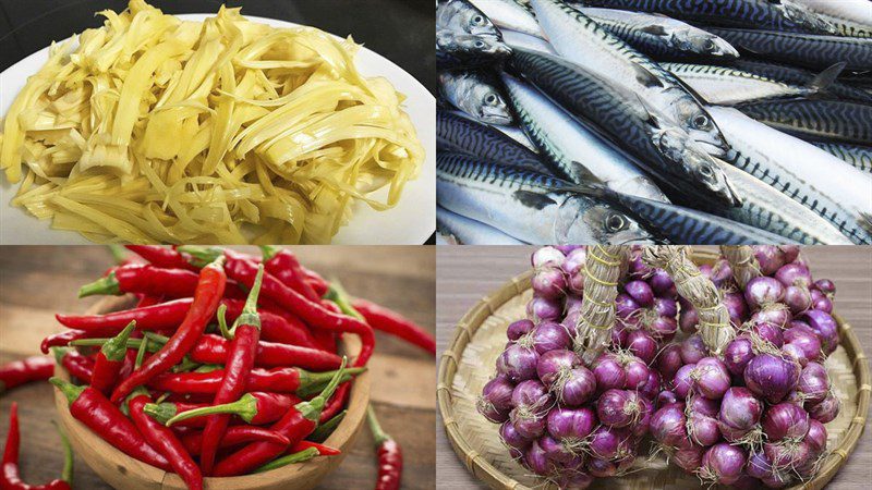 Ingredients for jackfruit fiber braised with fish and meat