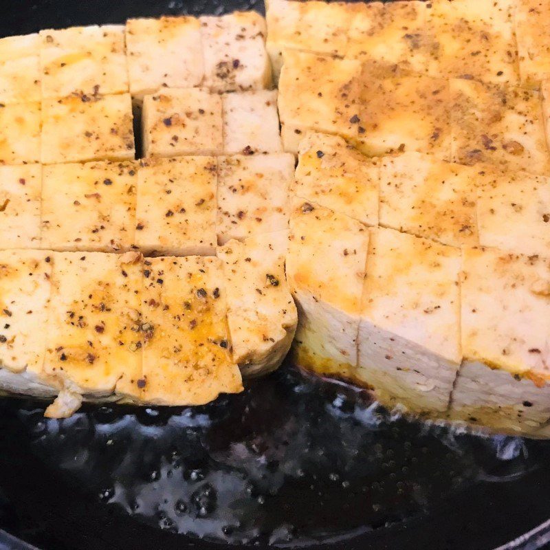 Step 1 Fry the tofu Braised tofu with char siu sauce