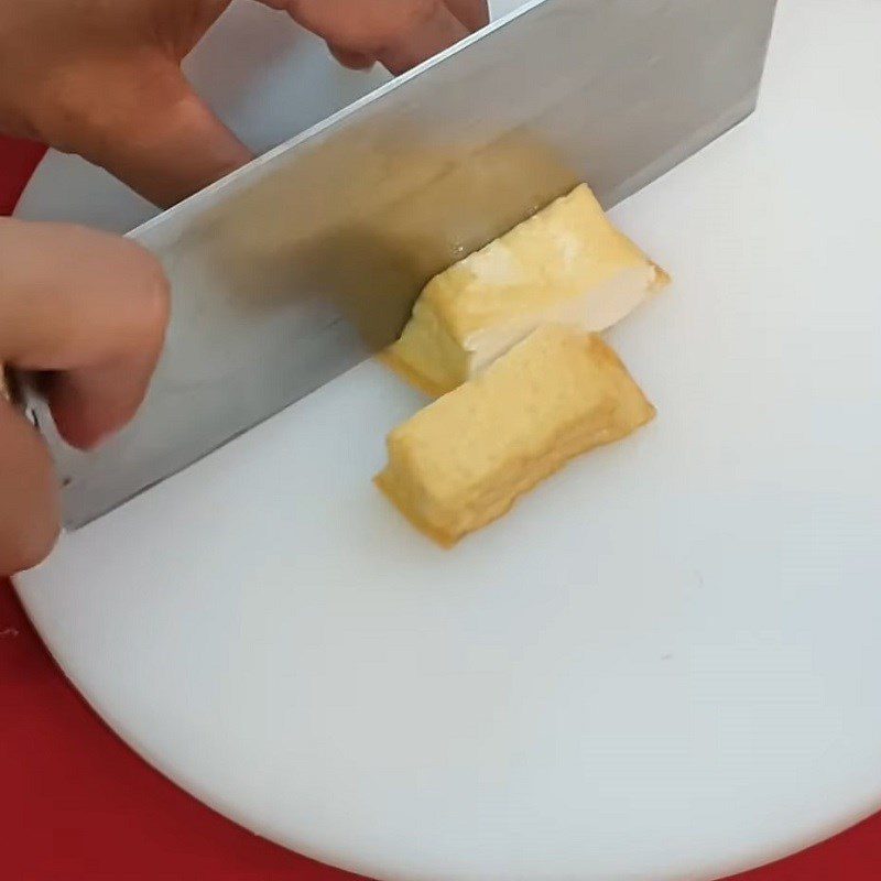 Step 1 Frying tofu Young watermelon stew