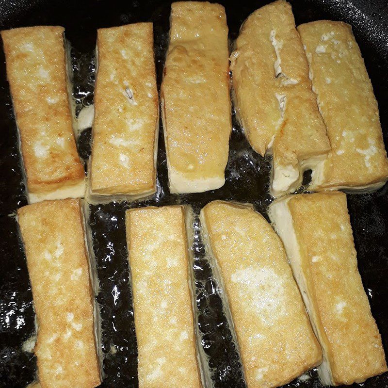 Step 2 Frying White Tofu Straw Mushroom with Tofu