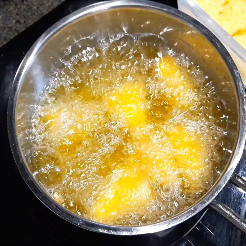 Step 3 Frying cheese Laughing Cow cheese fried with breadcrumbs