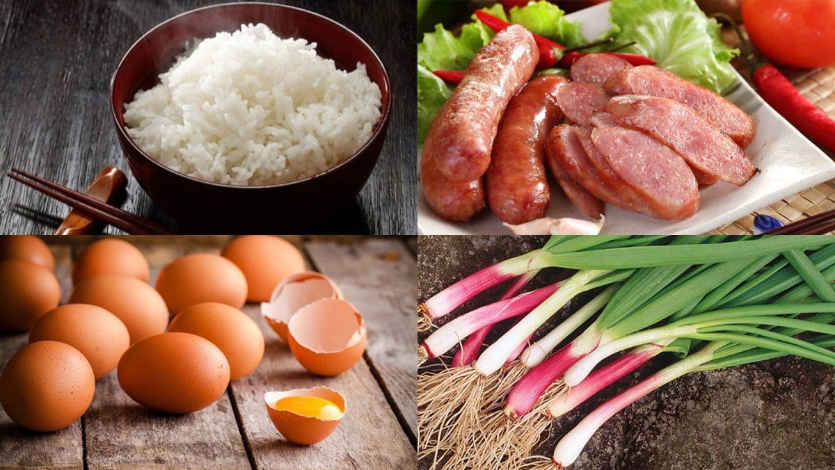 Ingredients for the dish 2 ways to make sausage fried rice