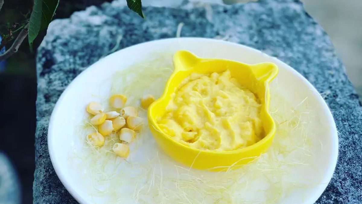 Corn custard for baby food