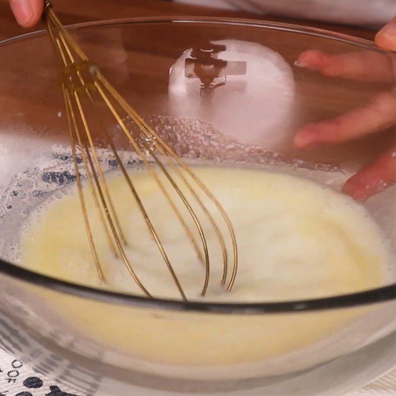 Step 1 Whipping butter and milk for Rose Layered Crepe Cake