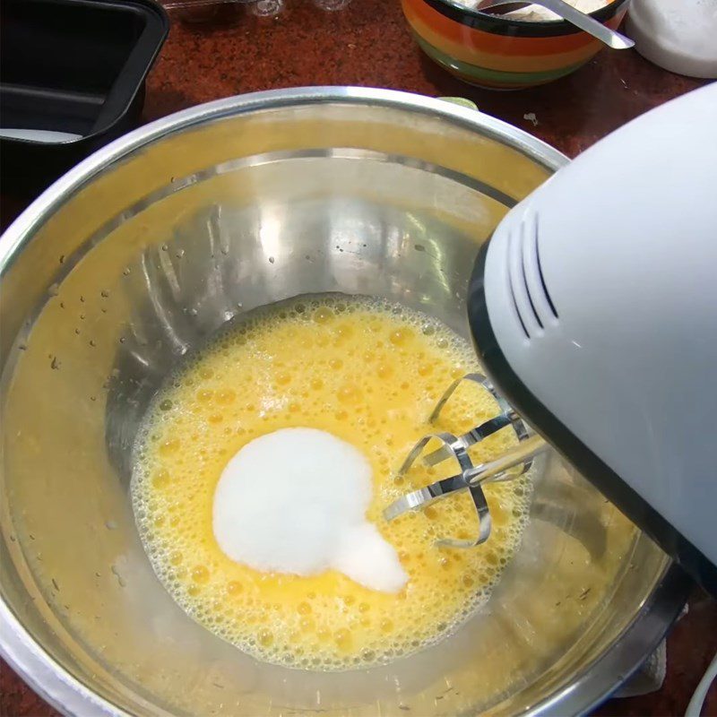 Step 2 Whisking Whole Eggs Cream Cheese Sponge Cake