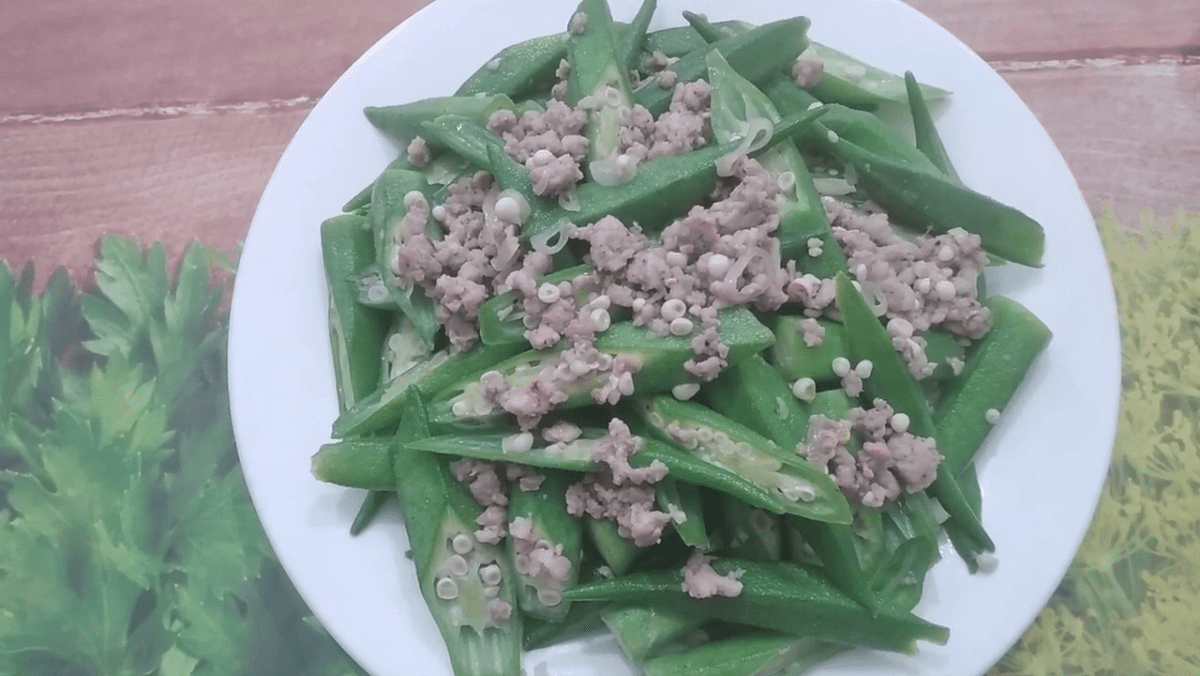 Stir-fried Okra with Minced Meat