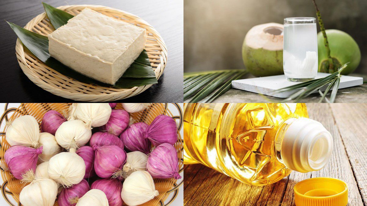 Ingredients for braised tofu in coconut water