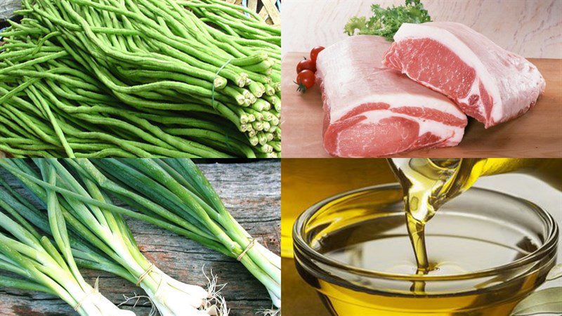 Ingredients for stir-fried long beans with pork