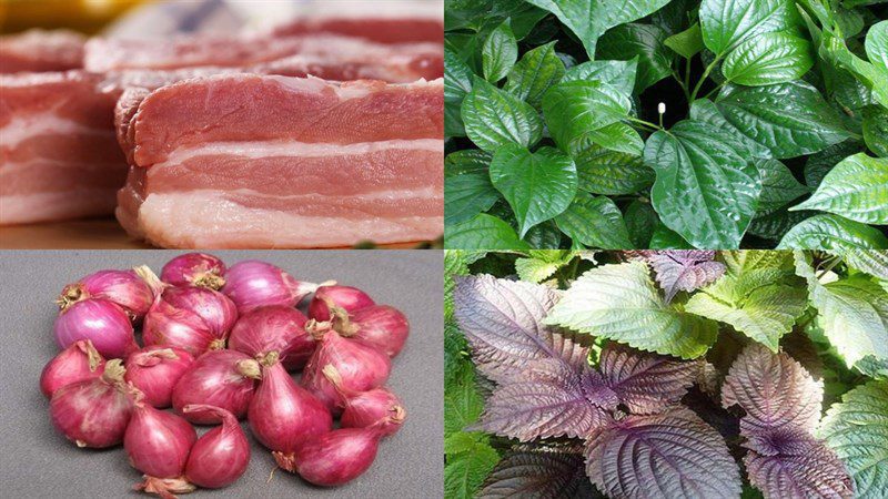 Ingredients for stir-fried pork with betel leaves