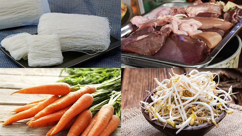 Ingredients for stir-fried rice noodles with pig intestines