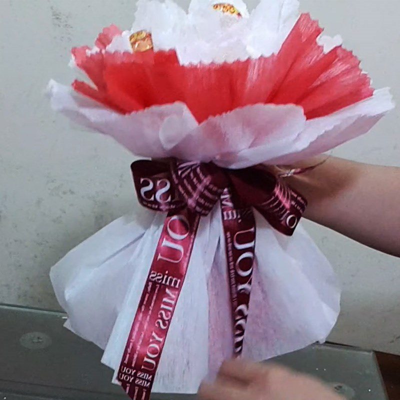 Step 3 Flower Wrapping Candy Bouquet