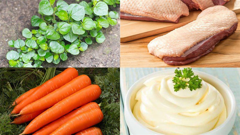 Ingredients for the dish with 2 ways to make watercress salad with pig's ear and duck breast